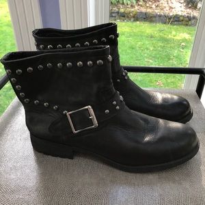 Kelsi Dagger Max Black Leather Studded Ankle Boots Size 9.5